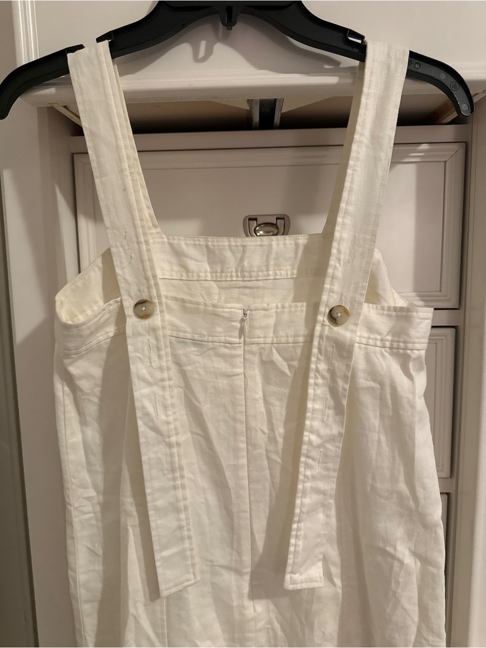 Madewell Cream Linen-Blend Overall Dress